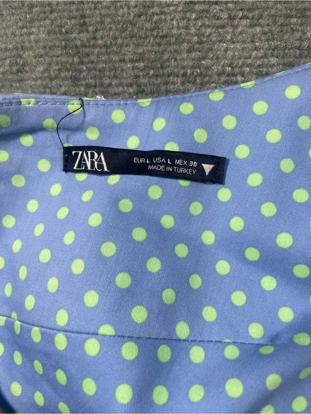 Zara Light Blue Halter Top & Skirt Set with Green Polka Dots